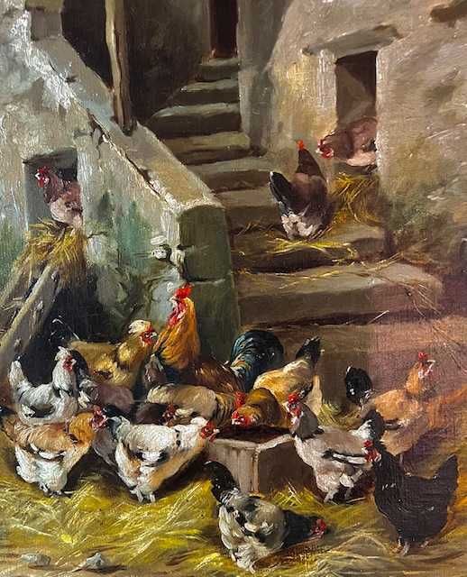 SUPERB,de COLECTIE! Tablou F, f vechi >100 ani, u/pz semnat, cca 90x75