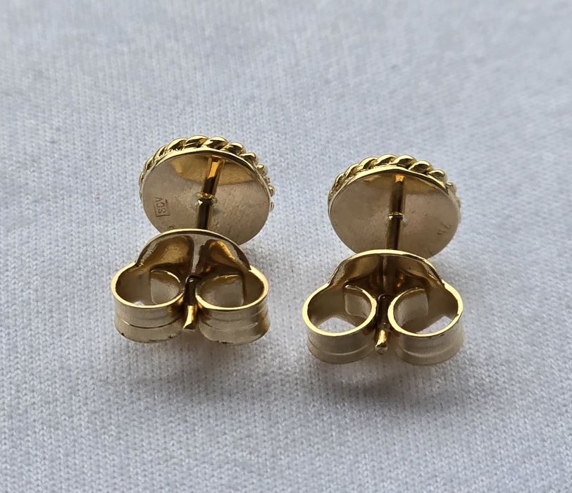 Cercei din aur galben 18k cu malahit natural, handmade