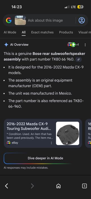 Оригинален Bose субуфер за Mazda CX-9 (2016–2022) – OEM TK80-66-960