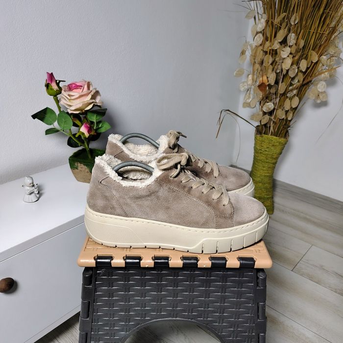 Sneakers damă Gabor, piele întoarsă și îmblănite la interior