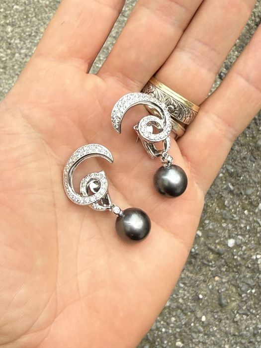 Cercei Aur 18k cu Diamante si perla - model unicat - ca noi