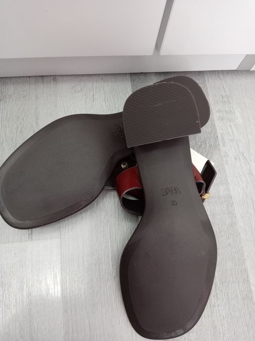 Papuci cu toc, maro, mărime 35,marca Zara