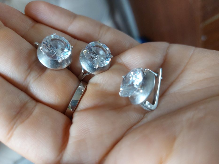 Комплект серебро 925, горный хрусталь