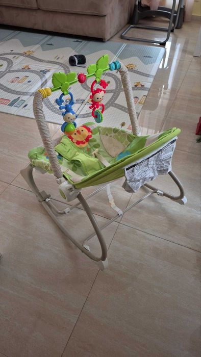 Fisher Price, Бебешки шезлонг, 2 в 1, Тропическа гора