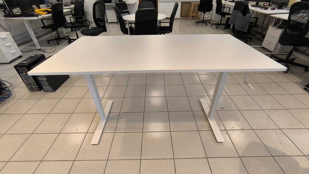 IKEA TROTTEN Birouri cu înălțime reglabilă 70-120 cm, alb, 160x80 cm