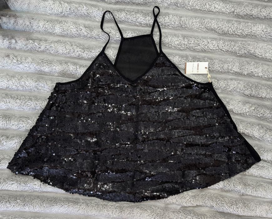 Черен вечерен топ с пайети, елегантен, Forever 21