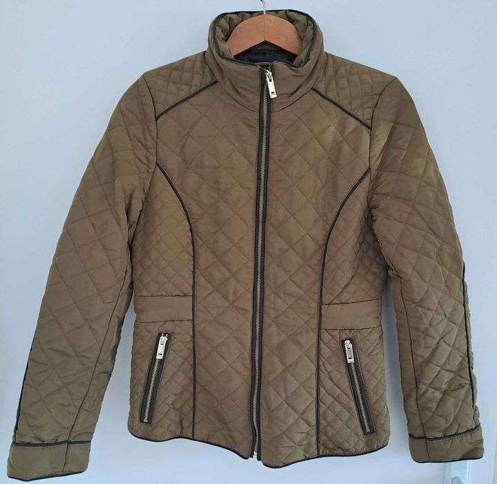 Стилно дамско яке - маслинено зелено