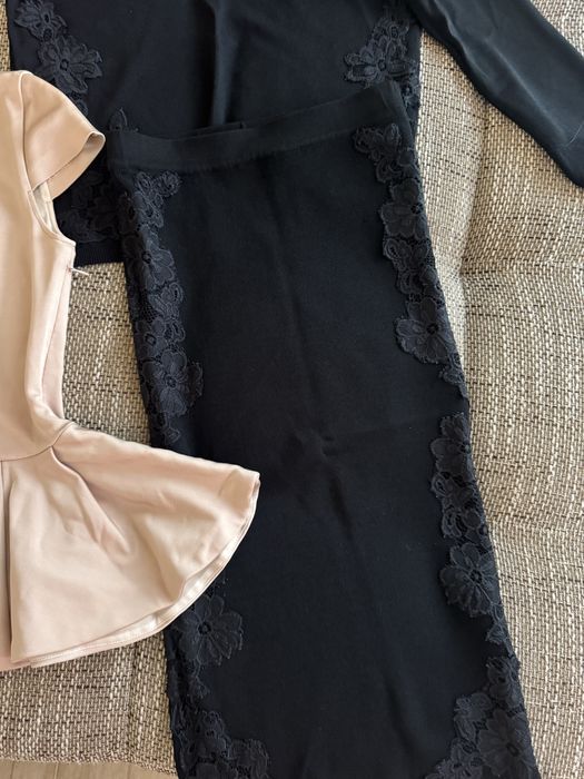 Плетен сет zara  с дантела и блуза