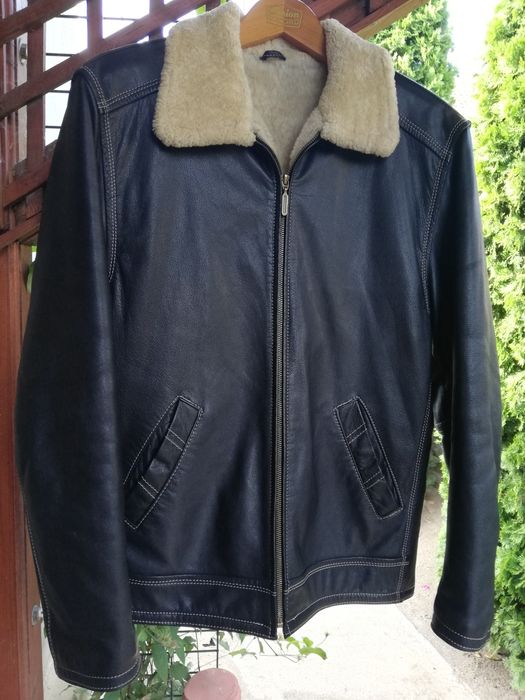 Geaca piele bărbati Aviator Milano M/L cu blana