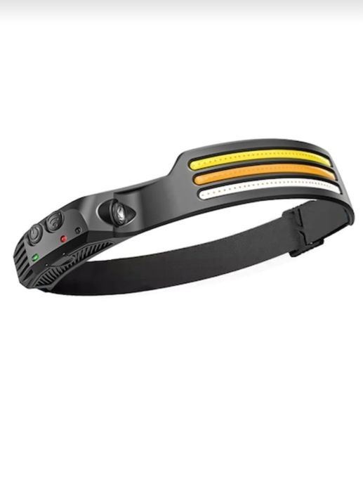 Lanternă frontală LED, 3 benzi LED, baterie 1200mAh, impermeabilă