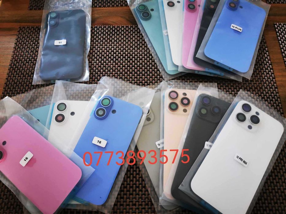 Capac spate sticla carcasa pt iPhone 16 16e 16 Plus / PRO / 16 Pro Max