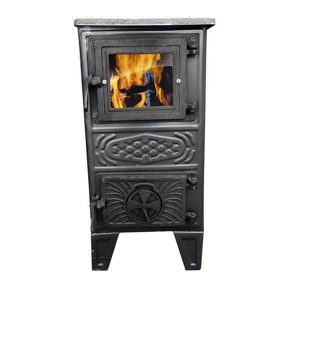 Soba Mini Semineu Godin Tabla Focar Samotat Sticla Lemne Carbune Plita 1 Arzator Gatit Incalzit 30mp Dimensiuni 61 x 45 x 30cm + LIVRARE GRATUITA HD
