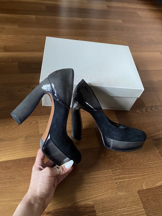 Pantofi Bata marimea 36 piele naturala negri cu gri ca noi