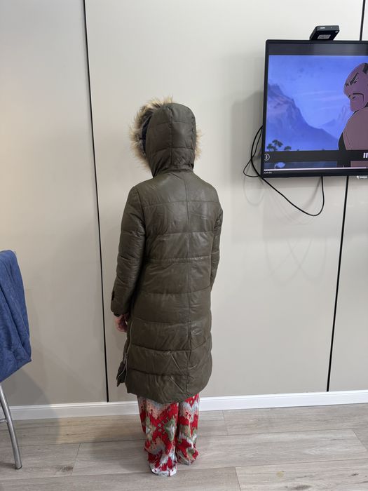 Парка кожанная с мехом