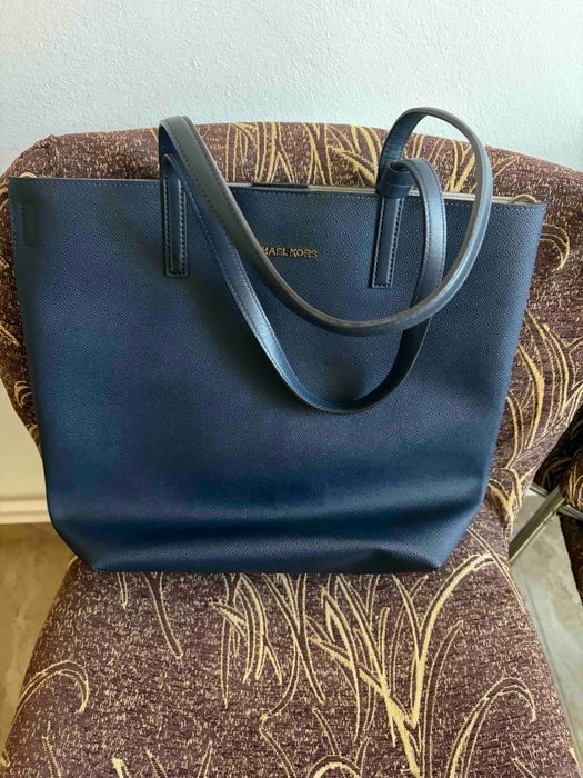 Geanta tote, Michael Kors, Piele naturala, Albastru inchis