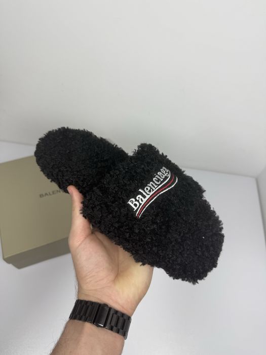 Papuci Balenciaga Furry Slide Black