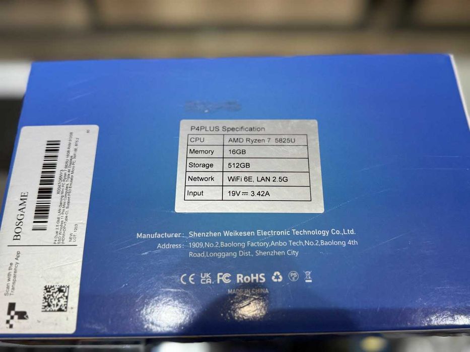 MiNi PC BOSGAME AMD Ryzen 7-5825U ram 16 ssd 512
