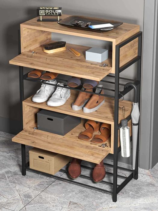 Шкаф за обувки с 4 рафта и 2 врати/ Етажерка за обувки/ Рафт за обувки