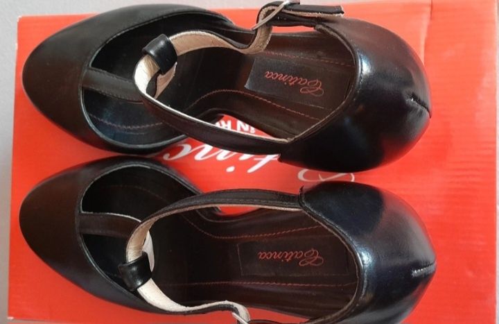 Pantofi cu office cu toc, Catinca, piele, mar. 37