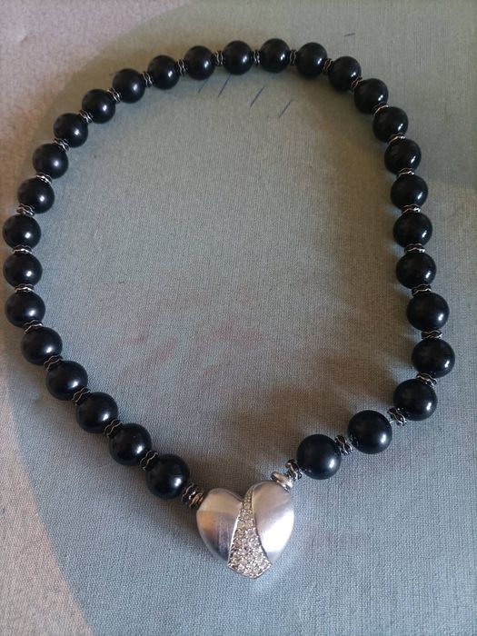 Colier superb cu obsidian
