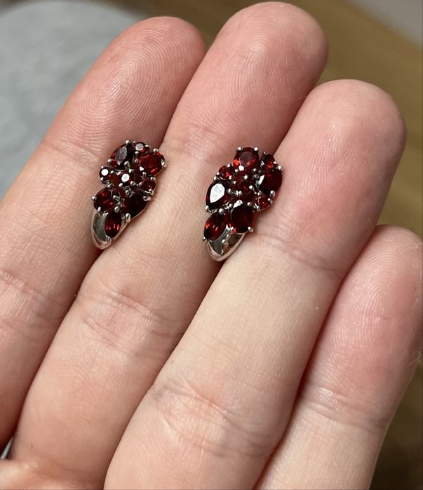 Сребърни обеци 925 с топаз и с рубини от личната ми колекция