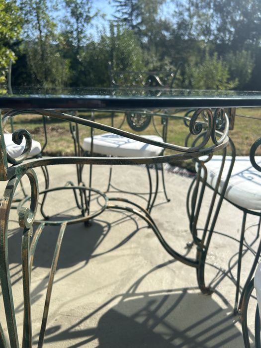 Ковано желязо комплект маса с 6 стола