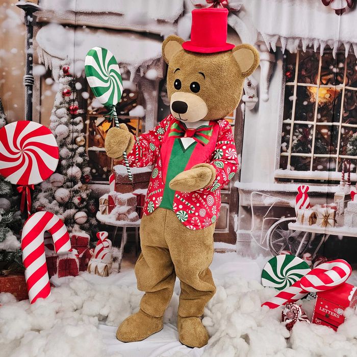 Costum Mascotă Urs de Crăciun Profesional, Mascotă Teddy Bear Crăciun, Cost Urs Evenimente, Mascotă Premium Handmade