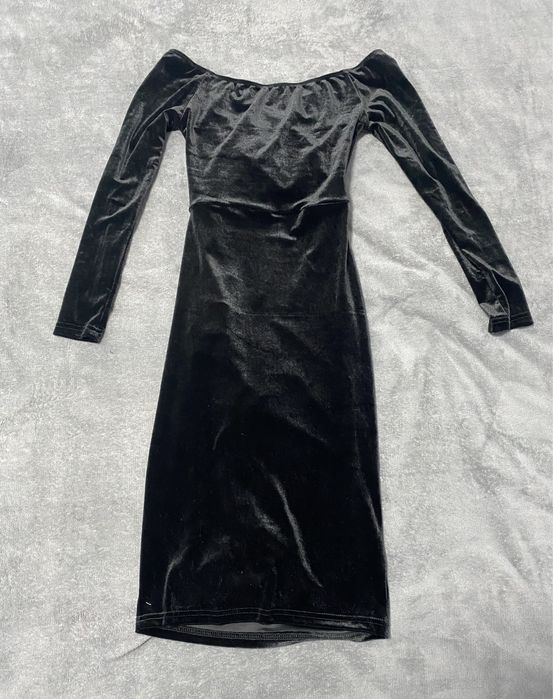 Rochie ocazie neagra din catifea, marimea 34/xs, Noua