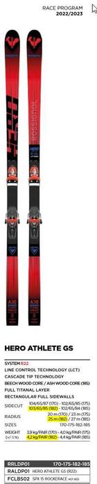 OCAZIE Schi CA NOU Rossignol Hero Athlete GS 182cm 25m FARA legaturi