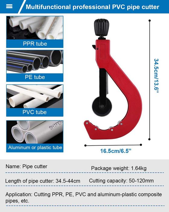 BAOSHISHAN ножица за PVC тръби 50–120 мм за твърди пластмаси