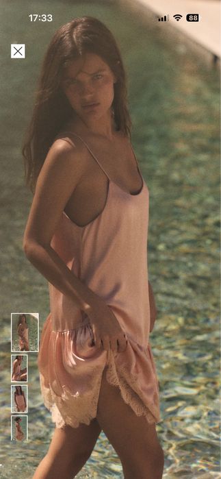 Zara сатенена асиметрична рокля