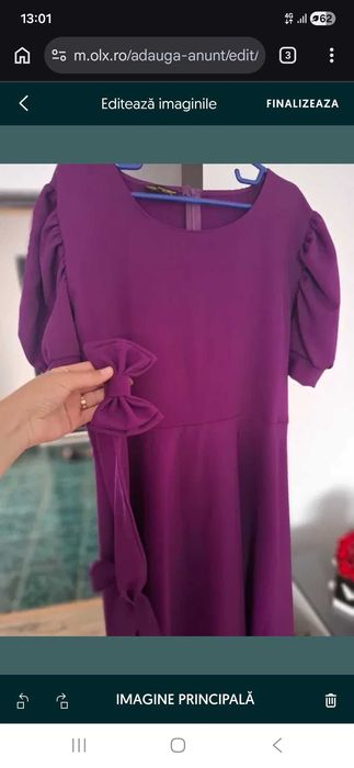 Rochie mov cu cordon în talie