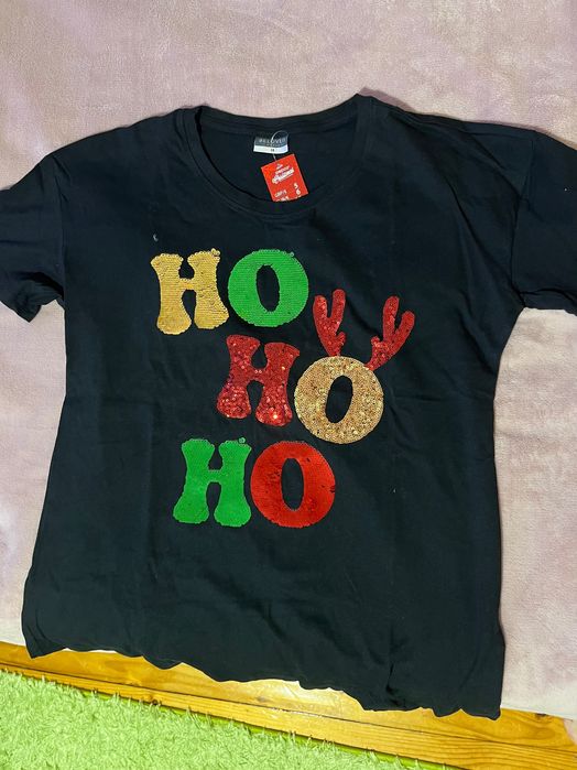 Коледна тениска с пайети