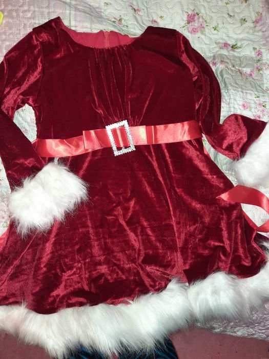 Rochie/rochita rosie Craciunita cu blanita