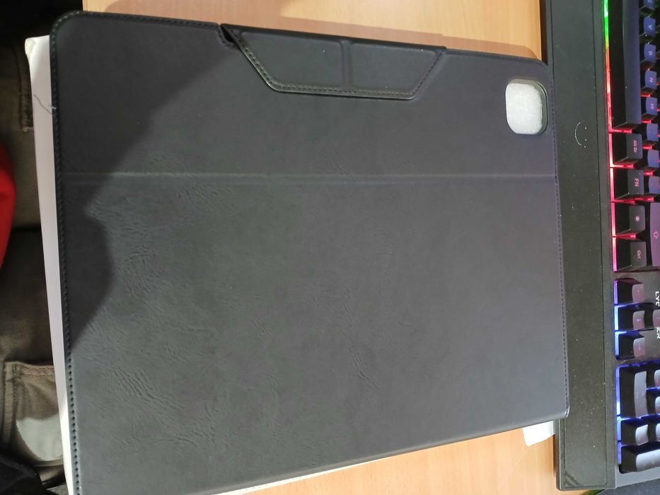 Husă H HOLIMET iPad Pro 12.9", piele vegană, suport stilou, neagră