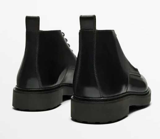 Ghete derby 44 split toe Massimo Dutti NOI piele naturala moale negru