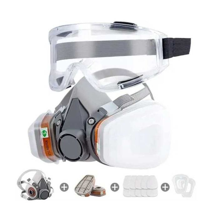 Предпазна респираторна маска 6200 с филтри и очила | Работна полумаска