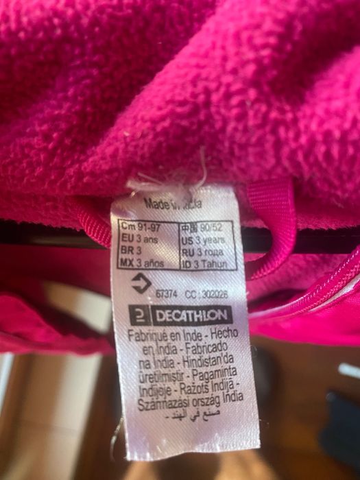 Детско зимно яке за момичета Wedze. Розаво.Номер 91-97см за 3 годишни.