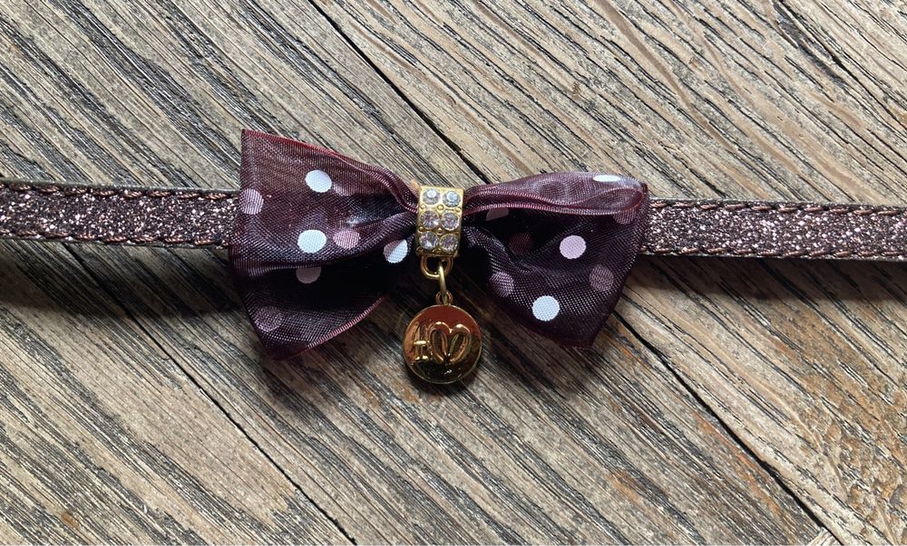 Zgarda Strălucitoare cu Funda pentru Catei reglare 17-27 cm (NOUA)