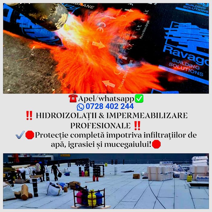 hidroizolații / reparații acoperișuri / terase / balcoane / izolații