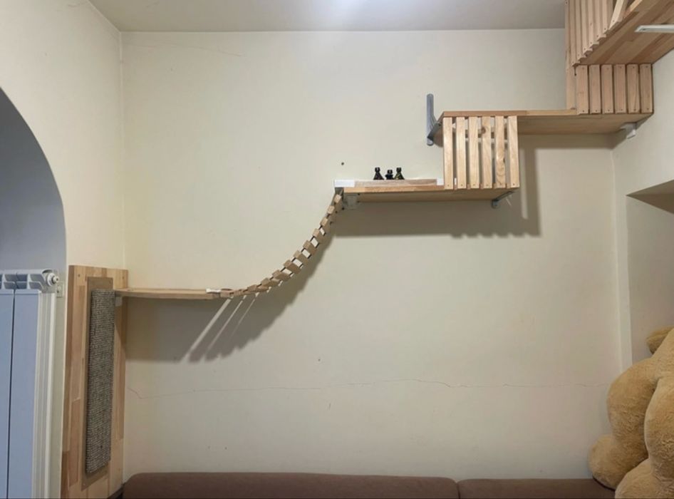 Ansamblu traseu pisici lemn masiv