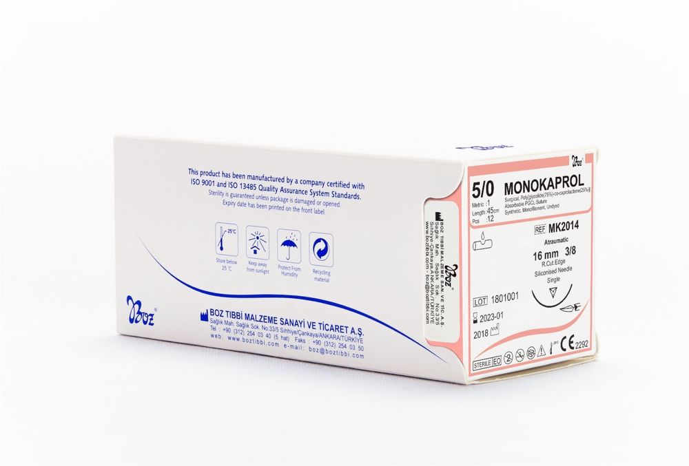 Fir sutura resorbabil PREMIUM MONOKAPROL 5/0
