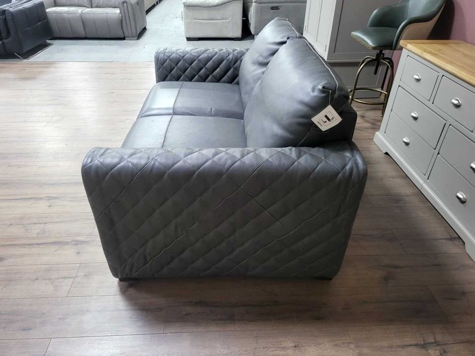 Сив кожен диван двойка