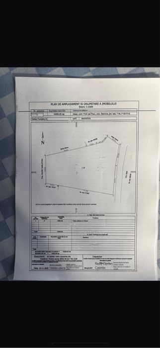 Teren intravilan 10.000 mp Păun Bârnova Iași P+2E locuințe individuale, izolate și cuplate , POT max 35%.