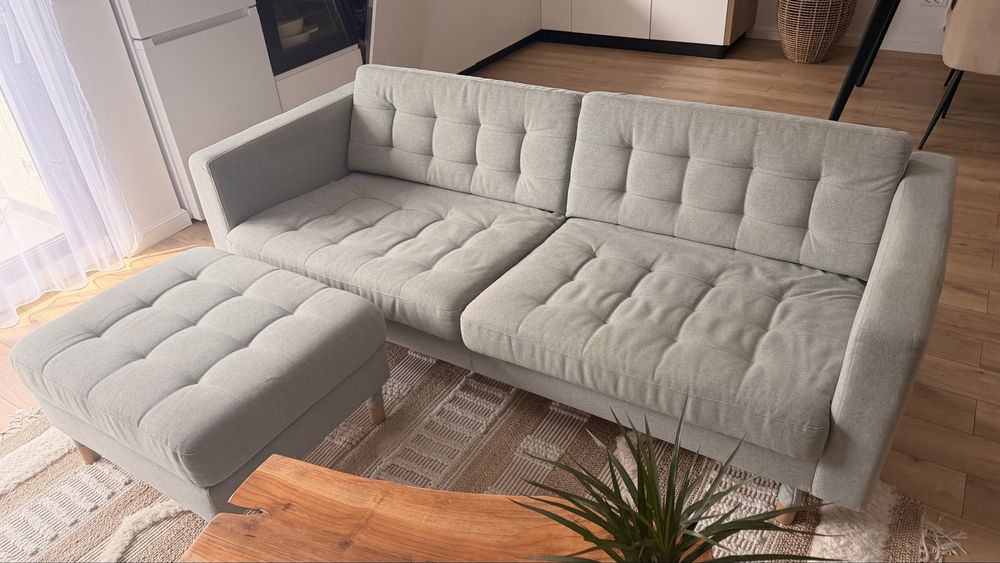 Canapea IKEA LANDSKRONA 3 locuri + taburet | Gunnared verde deschis | Stare foarte buna