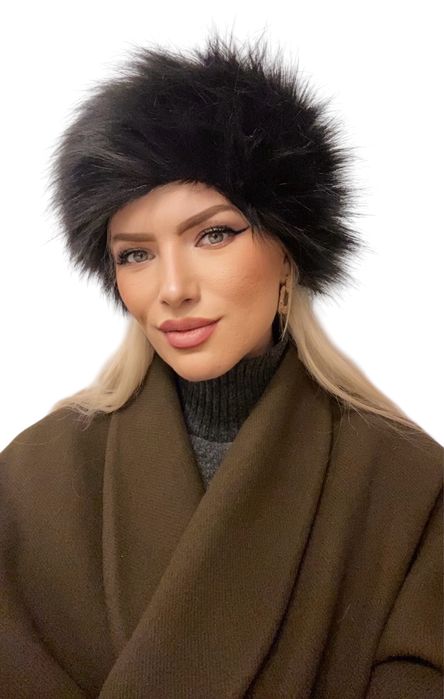 Caciula blana cu aspect natural neagra, Muzky