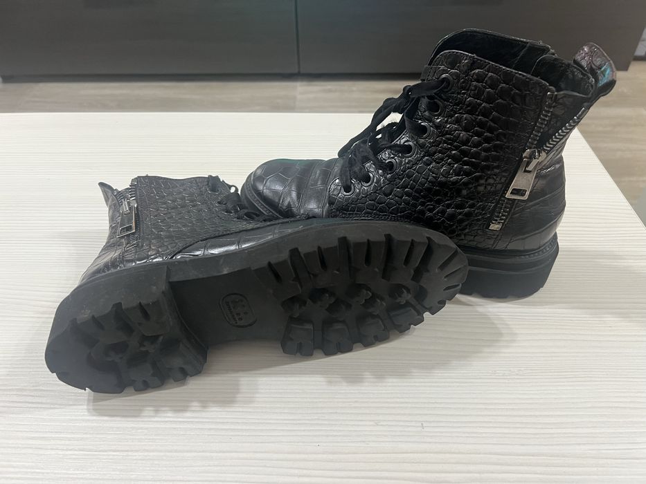Ghete piele Kennel & Schmenger, negre, model crocodil, mărimea 39