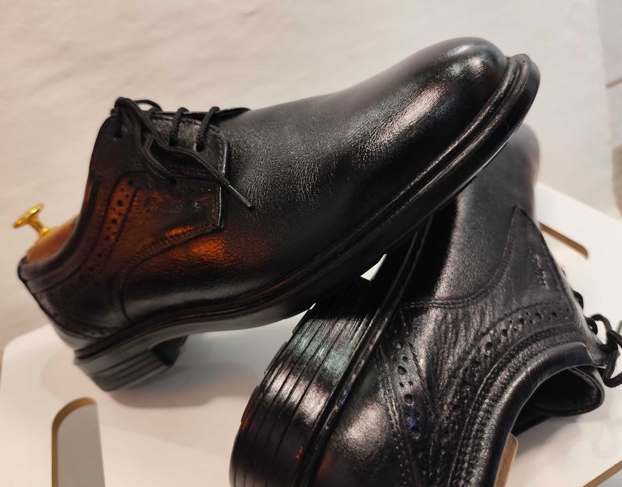 Pantofi derby plain toe 44 Gallus comfort piele naturala moale negru