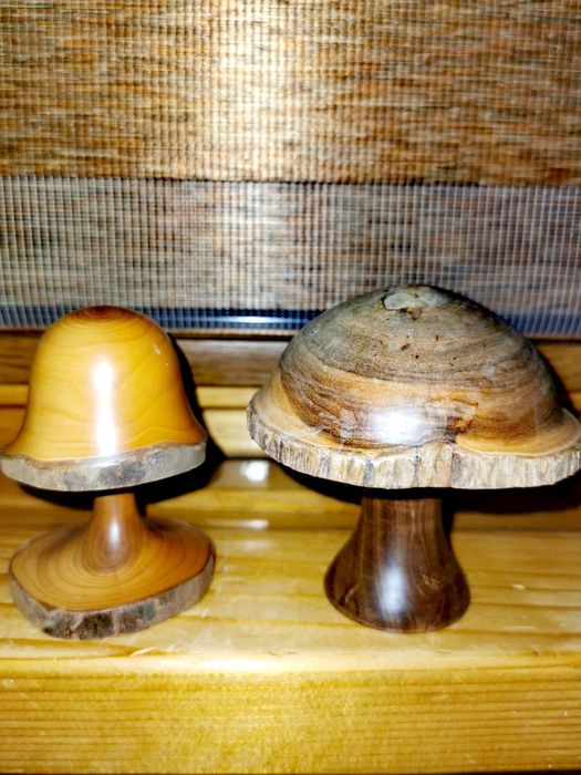 Гъби дърво Ръчно стругован дървен декор гъби - Sapele Wood 4 бр.
