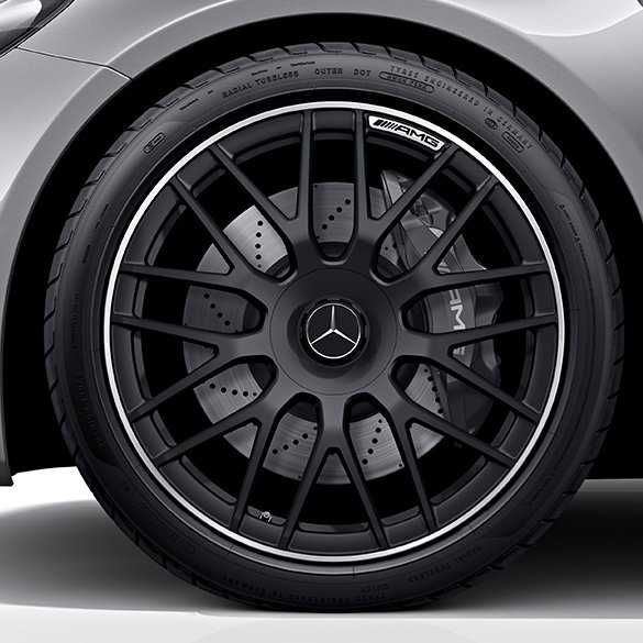 Set 4 embleme AMG pentru jante Mercedes, Chrom, Negru